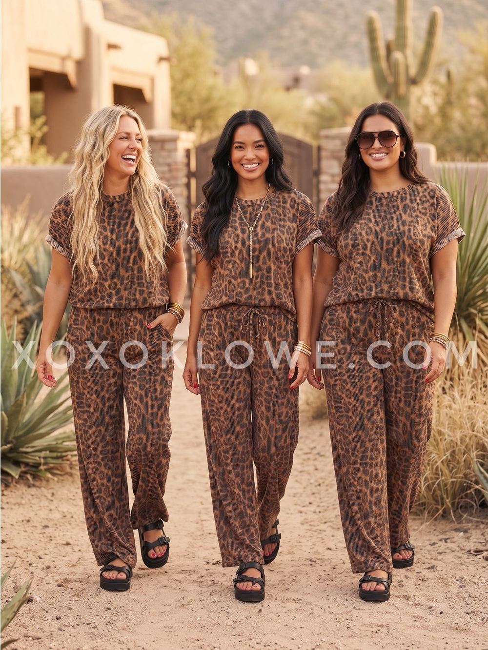 Cheetah Print Wide Leg 2 Piece Matching Pants Set | Animal Print Lounge